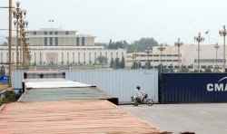 Containers outside the Pakistan Parliament